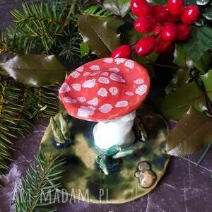 ręcznie wykonane dekoracje muchomor grzybek ceramiczny