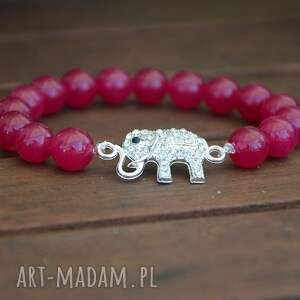 handmade bracelet by sis: cyrkoniowy słoń w fuksjowych kamieniach