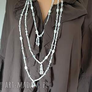 Naszyjnik Białe Długie Kwiatki 25.164, korale kolorowe unikat