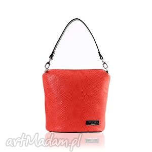 na ramię skórzana torebka touch czerwona 075, elegancka, listonoszka, modna