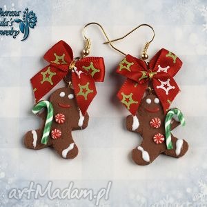 świąteczne kolczyki ciastka gingerbread man pierniczki na prezent