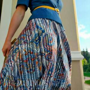 rozkloszowana spódnica midi - plisowany print, midi, wzory, boho