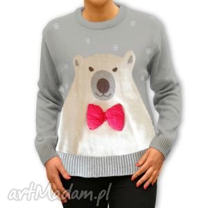 sweter świąteczny unisex - misiek xs, zabawny, śmieszny, ciepły, modny