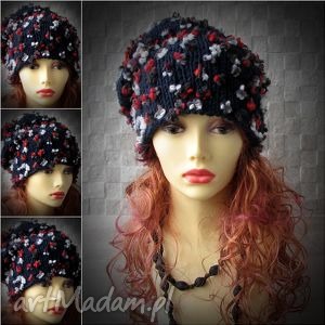 gruba zimowa czapki oversized handmade slouchy, beanie, zima, unikatowe