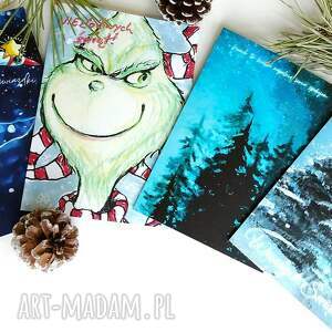 upominek święta Zestaw kartek świątecznych, 4 kartki zabawne