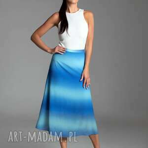 długa letnia spódnica trapezowa w kolorze błękitno-turkusowym - kolekcja ombre