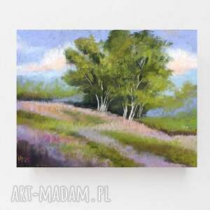 drzewa - praca pastelami suchymi, pejzaż