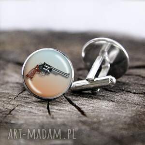 spinki do mankietów - pistolet, prezent dla taty, chłopaka