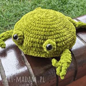 żaba pluszowa szydełkowa element dekoracji prezent handmade, rękodzieło