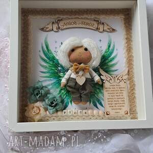 aniołek stróż w ramce 3 d z szybką dla chłopca, anioł