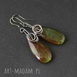 kolczyki esta - agat i oksydowane srebro agatami