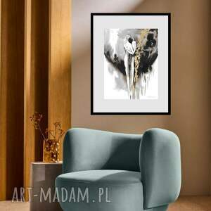 Grafika z cyklu Ona i On ręcznie malowana i złocona o wymiarach 30cm