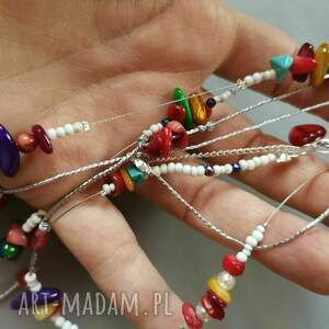 Naszyjnik minerały, koraliki, toho, całkowita długość 60cm, żyłka