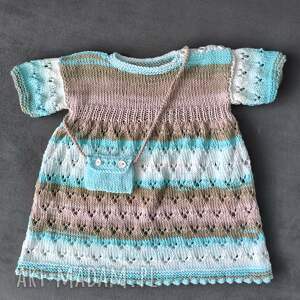 gaga art sukienka z włóczki bawełnianej melanż torebeczką, niemowlę