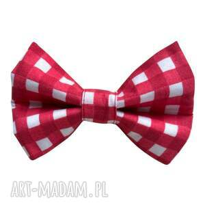 Czerwono biała kratka, ozdoba, muszka dla psa