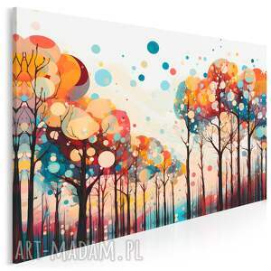 Obraz do salonu - KOLOROWY LAS ABSTRAKCJA DRZEWA - 70x50 cm (109401)