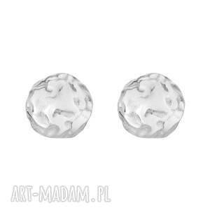 Srebrne małe gniecione koła, kolczyki, srebro, sztyfty