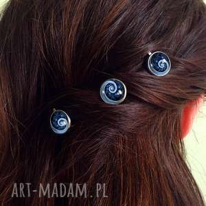 handmade ozdoby do włosów niebieska spirala - 3 wsuwki do włosów