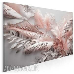 obraz na płótnie - delikatne gałęzie palmy różowe 70x50 cm 105501