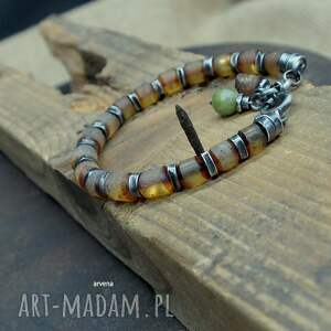 bursztyn unisex - bransoletka 17 - unisex bransoletka, dla niego, bursztyn biżuteria