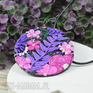 handmade wisiorki duży wisior "kwiaty" w odcieniach różu