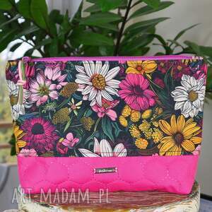 gianna kosmetyczka róż w kwiaty, duża, wodoodporna, pojemna