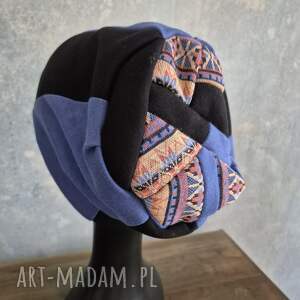 czapka damska wiosenna uniwersalna dzianinowa patchworkowa box g1, bo