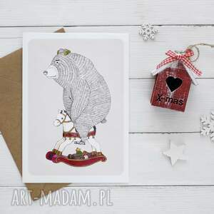 pomysł na świąteczne prezenty kartka bożonarodzeniowa "niedźwiedź
