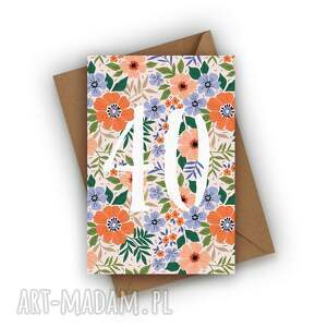 kartka urodzinowa - 40 urodziny 40 kwiatami