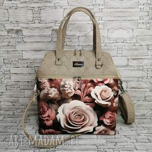 handmade na ramię torebka damska kuferek missy - róże 3d