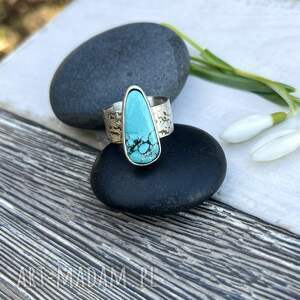 Turkus wiosenny, srebrny pierścionek