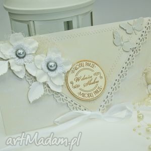 handmade scrapbooking kartki kopertówka z okazji ślubu - delikatność