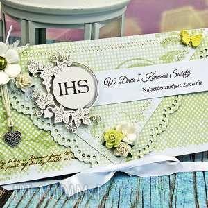 handmade scrapbooking kartki kartka na komunię - delikatna wiosna