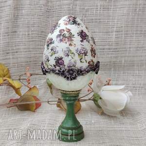pisanka dekoracyjna - kwiatowy ogród vintage, wielkanocna ozdoba, prezent