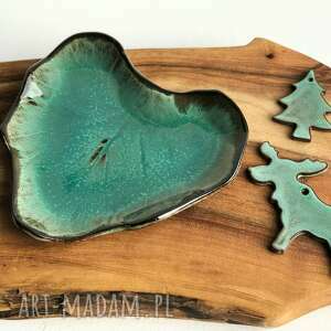 handmade ceramika mała patera ceramiczna - talerzyk dekoracyjny liść