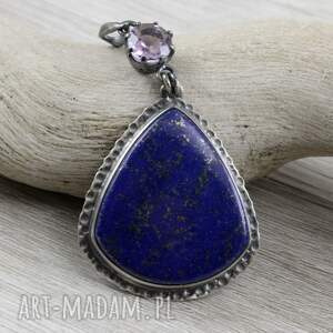 lapis lazuli ametyst i srebro - fantazyjny wisior 1889a, wisiorek z ametystem