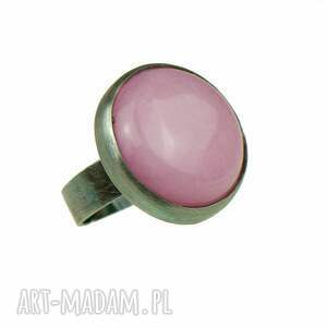 srebrny pierścień z różowym jadeitem alda a754