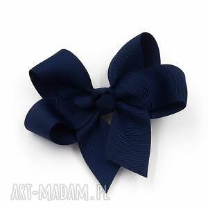 handmade dla dziecka spinka do włosów big bow navy