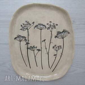 dekoracyjny talerz z baldachami, organiczne dodatki, patera ceramiczna
