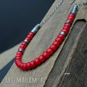 koral czerwony - naszyjnik 06 z korala, biżuteria autorska, srebro