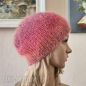 RĘCZNIE NA DRUTACH - Korale - miła, ciepła, puchata, szlachetna czapka
