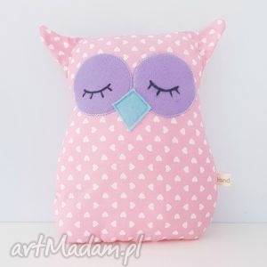 różowa sówka w serduszka - Zapętlona Nitka dla dziecka maskotki