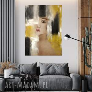 fotoobraz na płótnie - kolor kobiety żółty obraz do salonu, deloracja portret