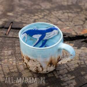 duży kubek kamionkowy wielorybem/waleniem malediwy ok 450 ml, ceramika