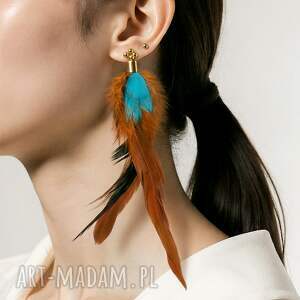 Lekkie kolczyki Boho pióra końcówka antyalergiczna, pió, slu
