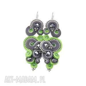 kolczyki soutache renire green, sutasz stylowe, wiosenne kobiecie