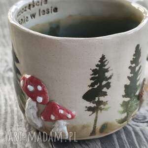 Kubek ceramiczny handmade - las i grzyby