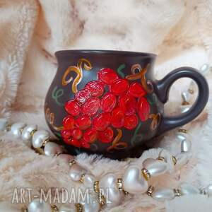 winogrona ręcznie malowany kamionkowy kubek do grzańca i napojów malowana