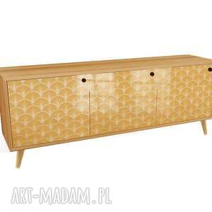 beige artdeco - modna komoda 3 drzwiowa loft w stylu mid century / prl vintage