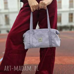 Sztruksowa bagietka Fioletowa, torebka na ramię, baguette bag